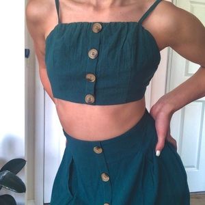🌲 Forest Green Skirt Crop Set 🌲